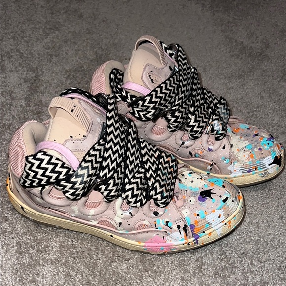 Lanvin Pink and Black Artistic Sneakers - Picture 1 of 2